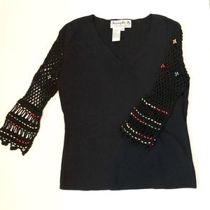 Joseph A Bohemian Beaded Crochet Shirt M